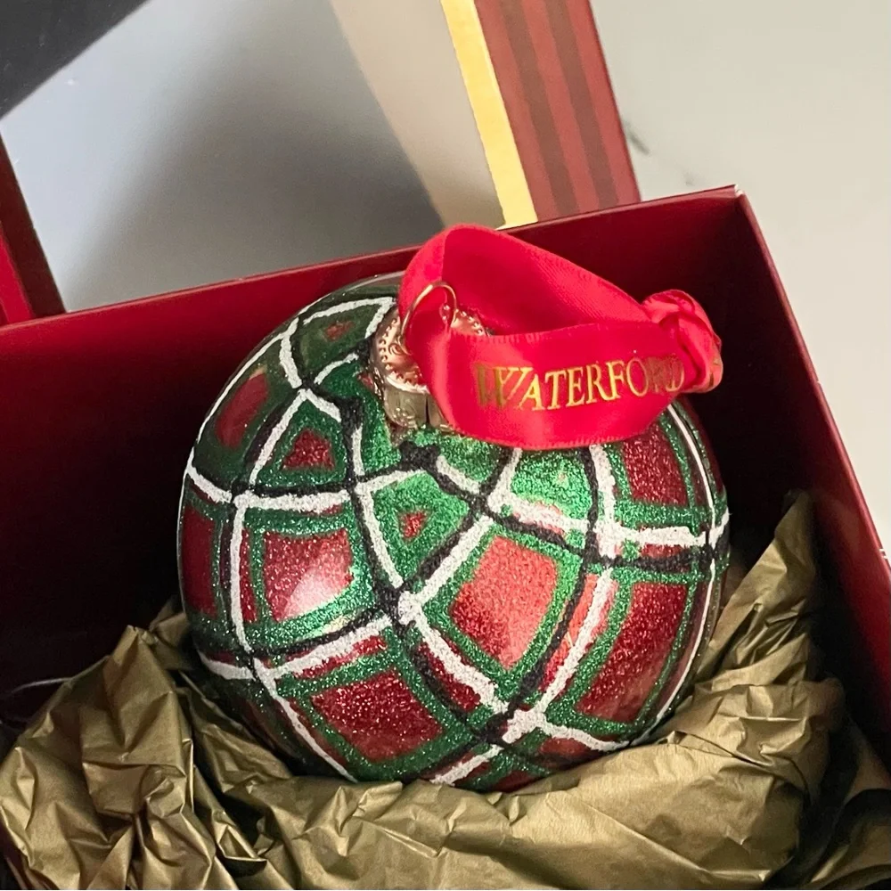 Plaid Glitter Ball Ornament - Holiday Heirloom by Waterford